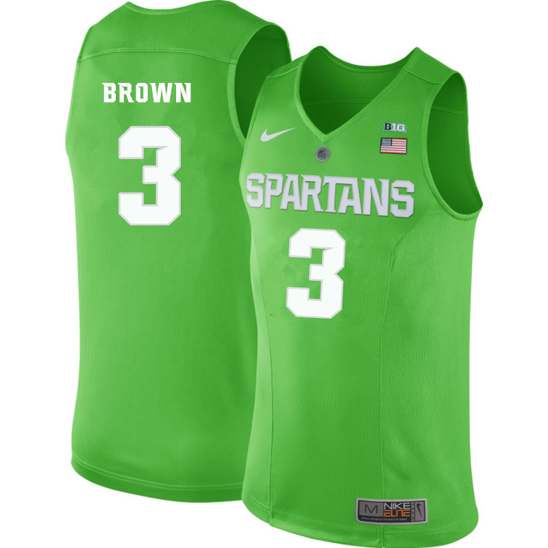 Men #3 Shannon Brown Michigan State Spartans College Basketball Jerseys-Apple Green